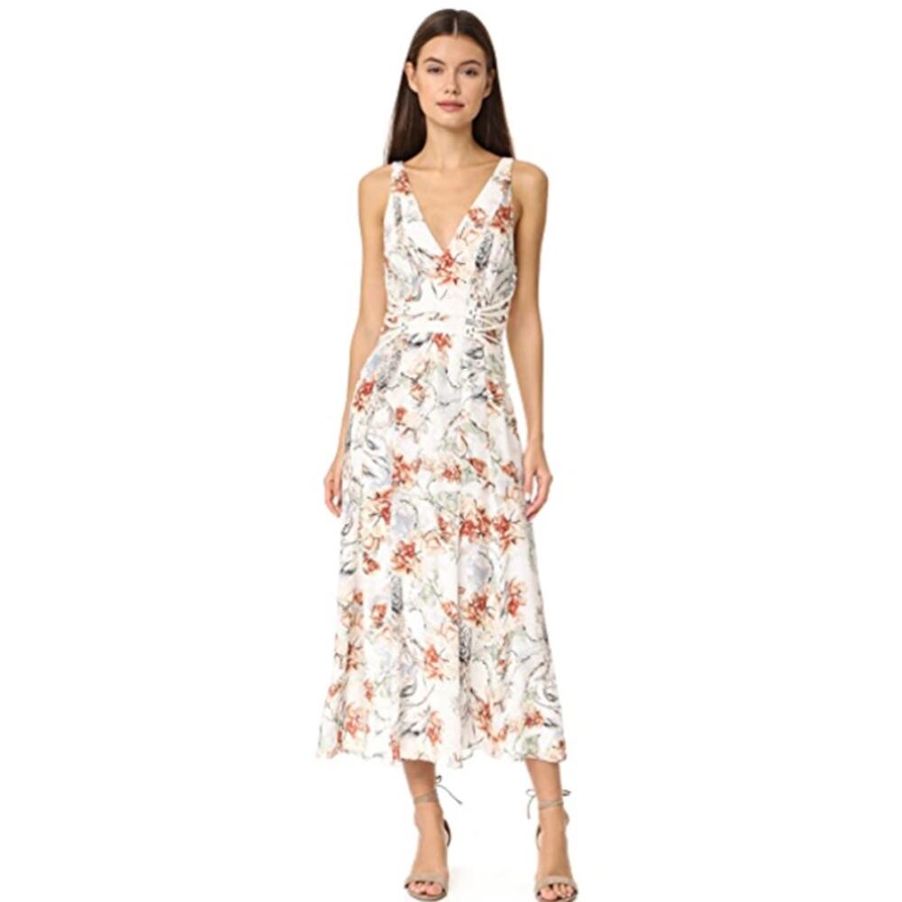 Haute Hippie Silk Lace-Up Corset Dress Size 4 Heliopolis floral 90s